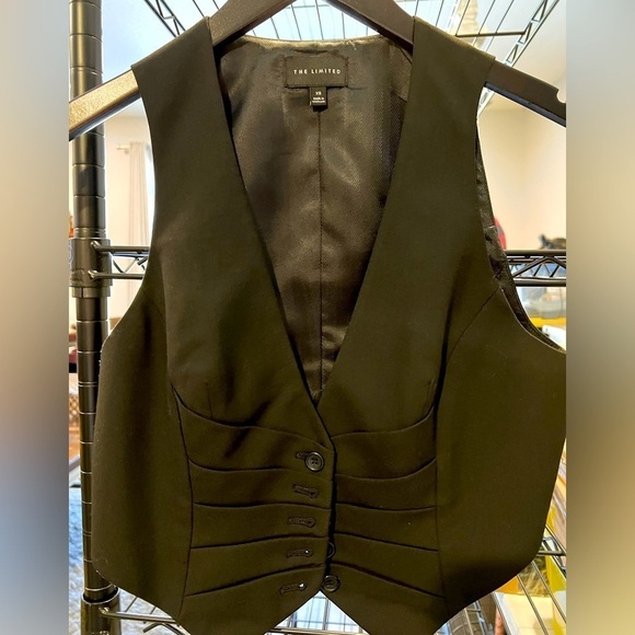 094. THE LIMITED BLACK MINI BUTTON UP VEST XS - Picture 1 of 3